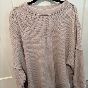 Aerie Purple Crew Neck Sweater Chunky Knit Relaxed Fit